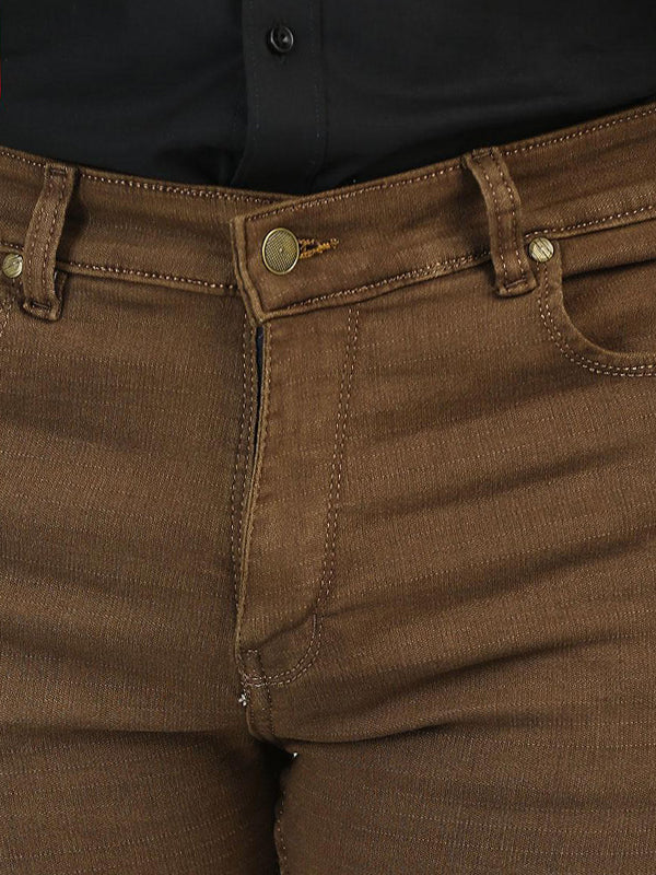 Light Brown Regular Fit Stretchable Jeans For Men MDJ19