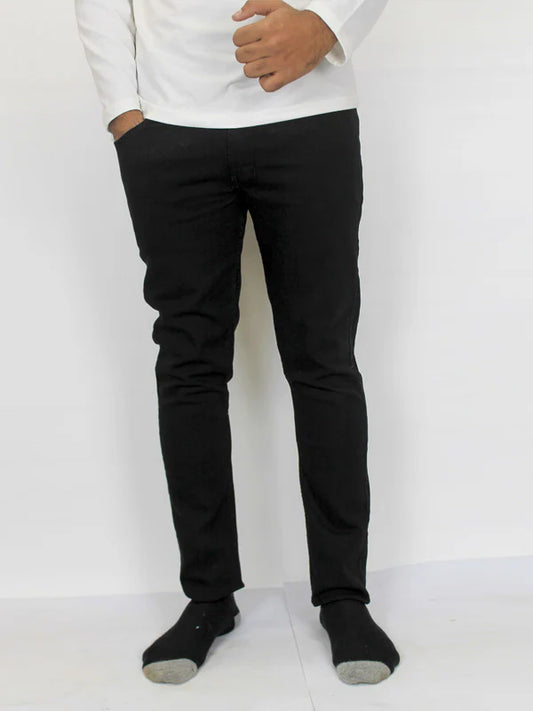 Jet Black Regular Fit Stretchable Jeans For Men MDJ18