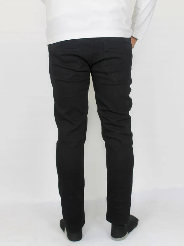 Jet Black Regular Fit Stretchable Jeans For Men MDJ18