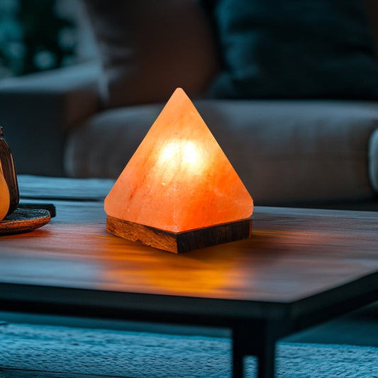 Hand Carved Pyramid Shape Himalayan Crystal Salt Lamp