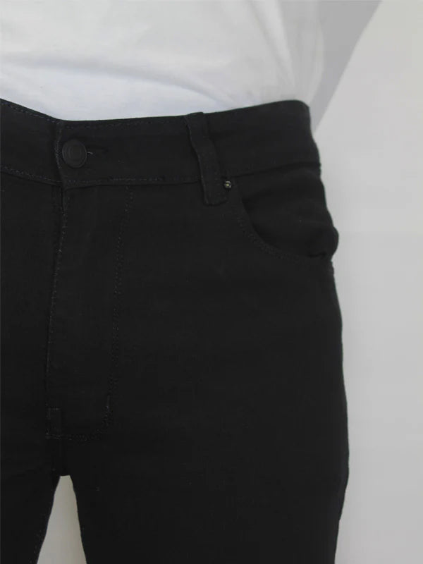 Jet Black Regular Fit Stretchable Jeans For Men MDJ18