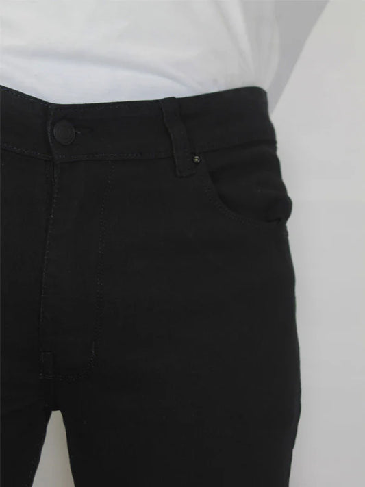 Jet Black Regular Fit Stretchable Jeans For Men MDJ18