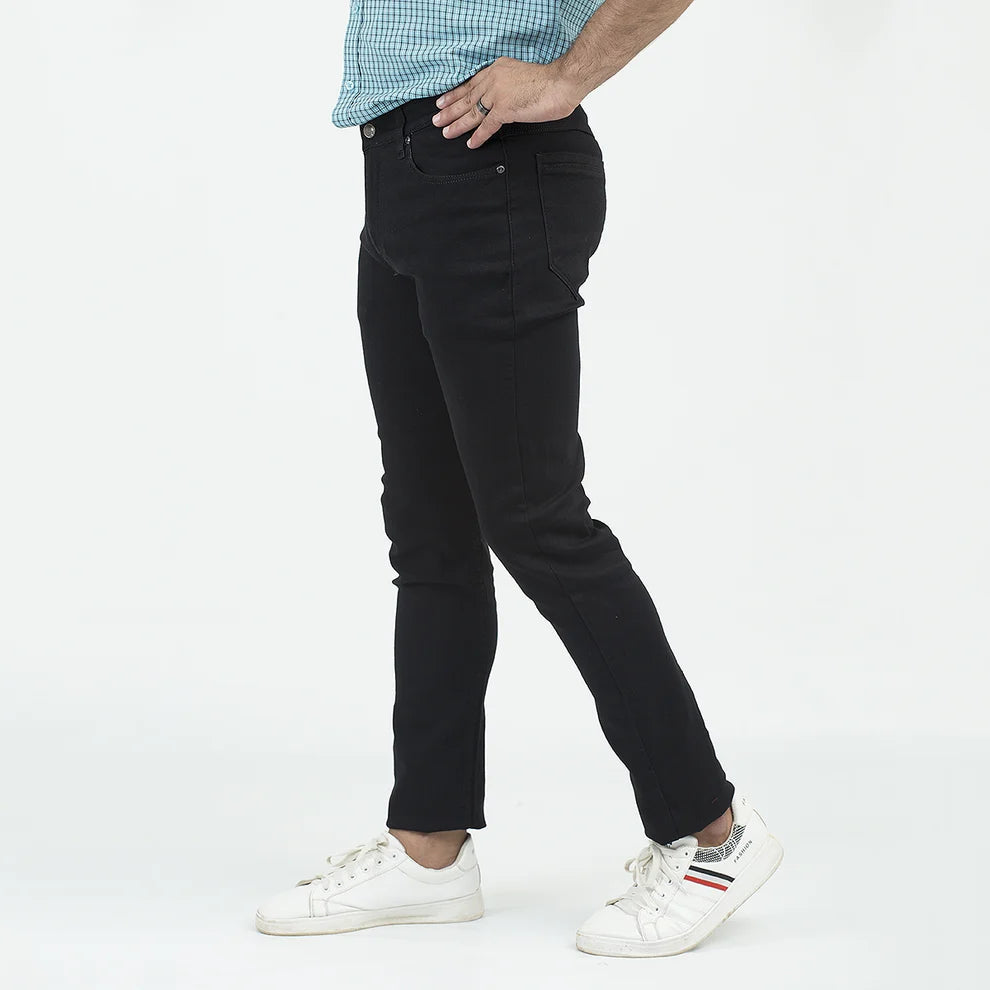 Strechable Jeans for Men Plain JET BLACK
