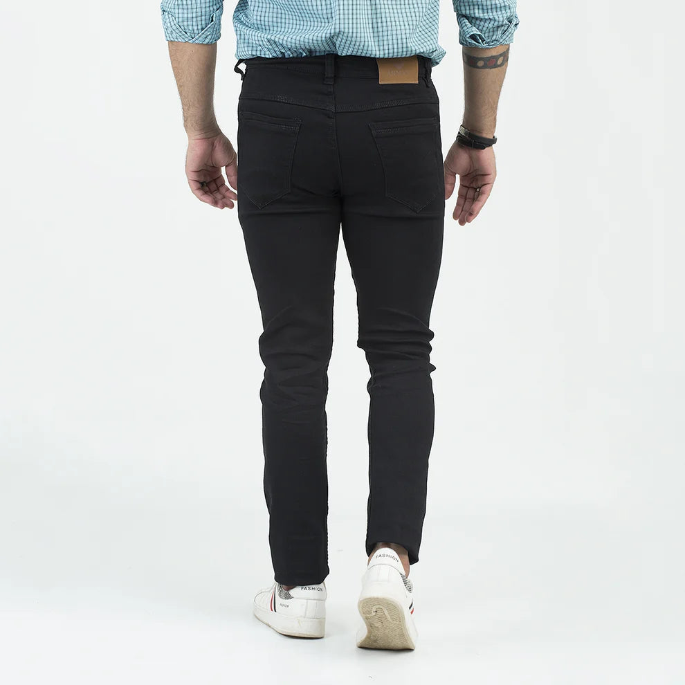Strechable Jeans for Men Plain JET BLACK