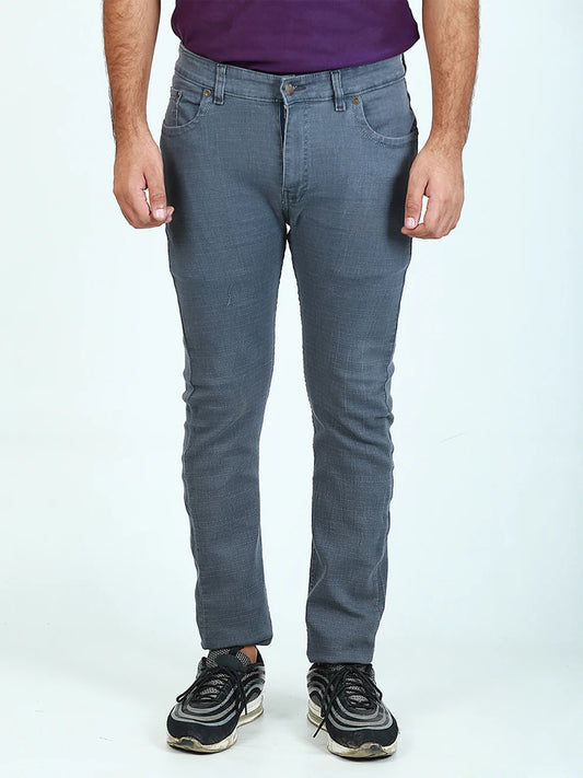 Grey Regular Fit Stretchable Jeans For Men MDJ23