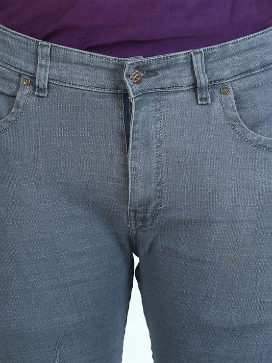 Grey Regular Fit Stretchable Jeans For Men MDJ23