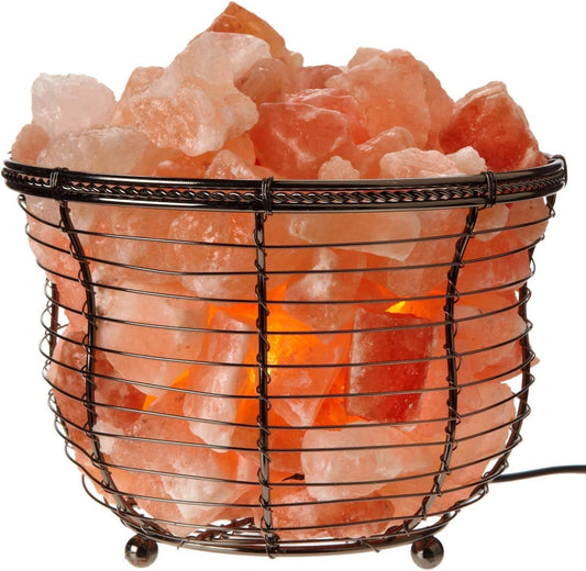 Tall Round Basket Salt Lamp